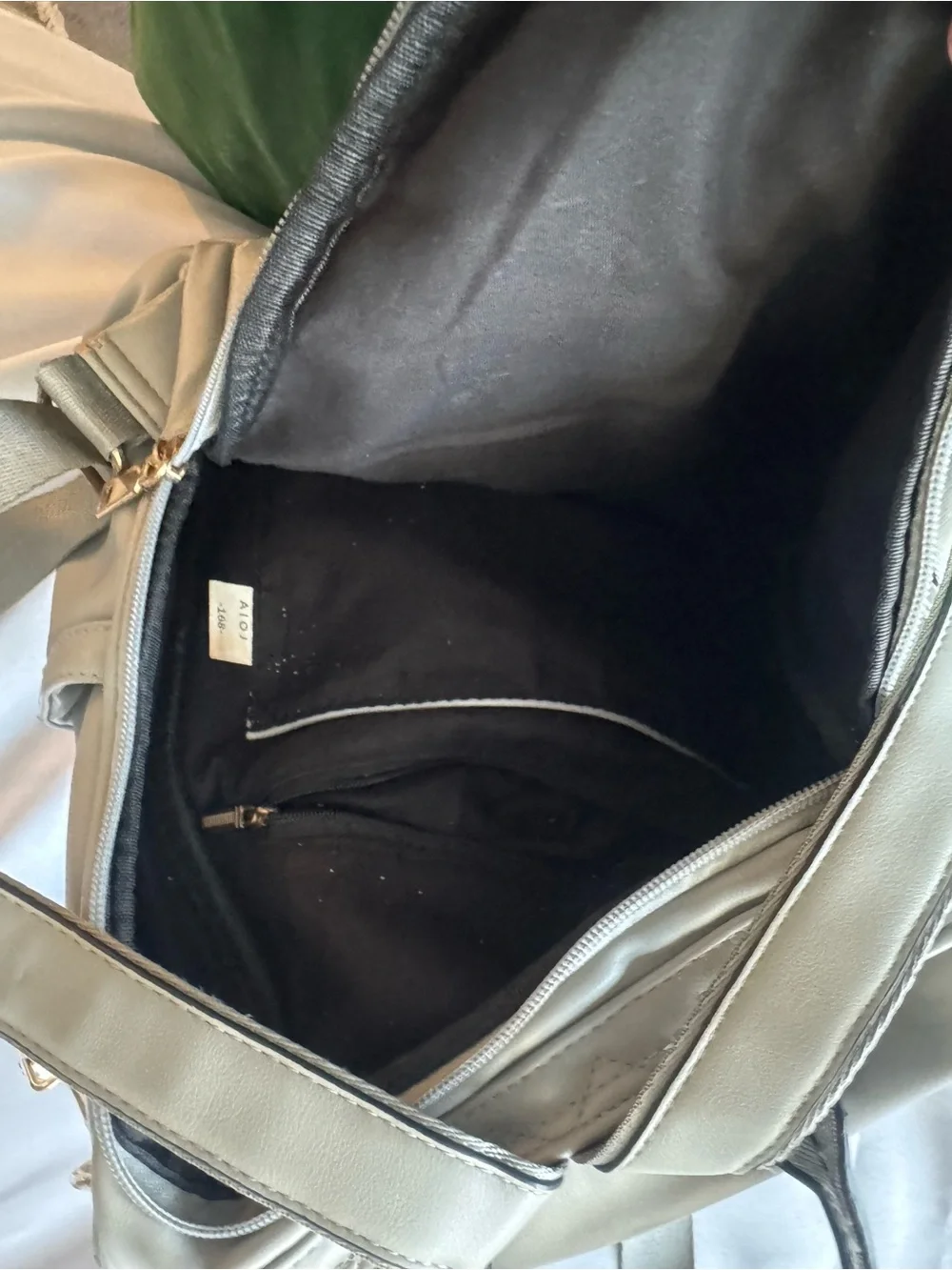 Light Gray Leather Backpack - Women's Convertible Bag